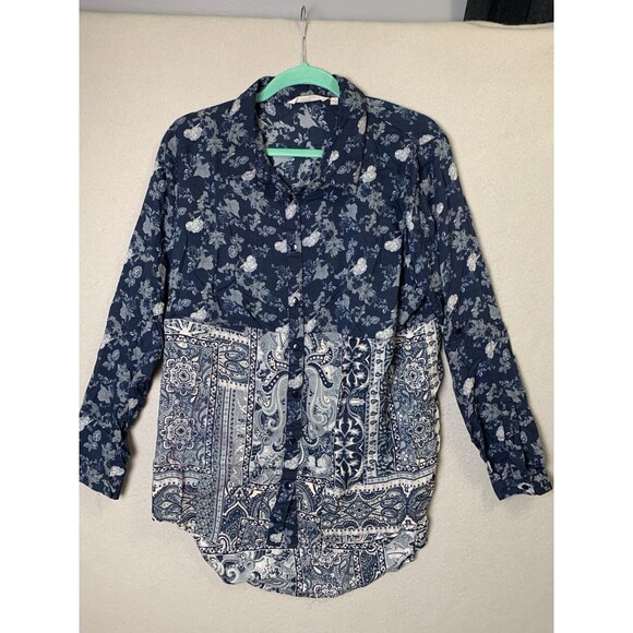 Soft Surroundings Tops - 🌻2 for $20🌻Soft Surroundings Shirt Woman 1X Blue Floral Paisley Hi-Lo Button Up